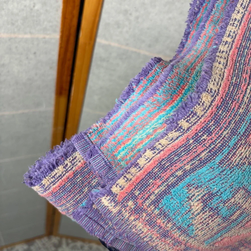 Ralph Lauren Cotton Towel Southwestern Aztec‎ Tribal Purple Teal Pink 48x27 VTG